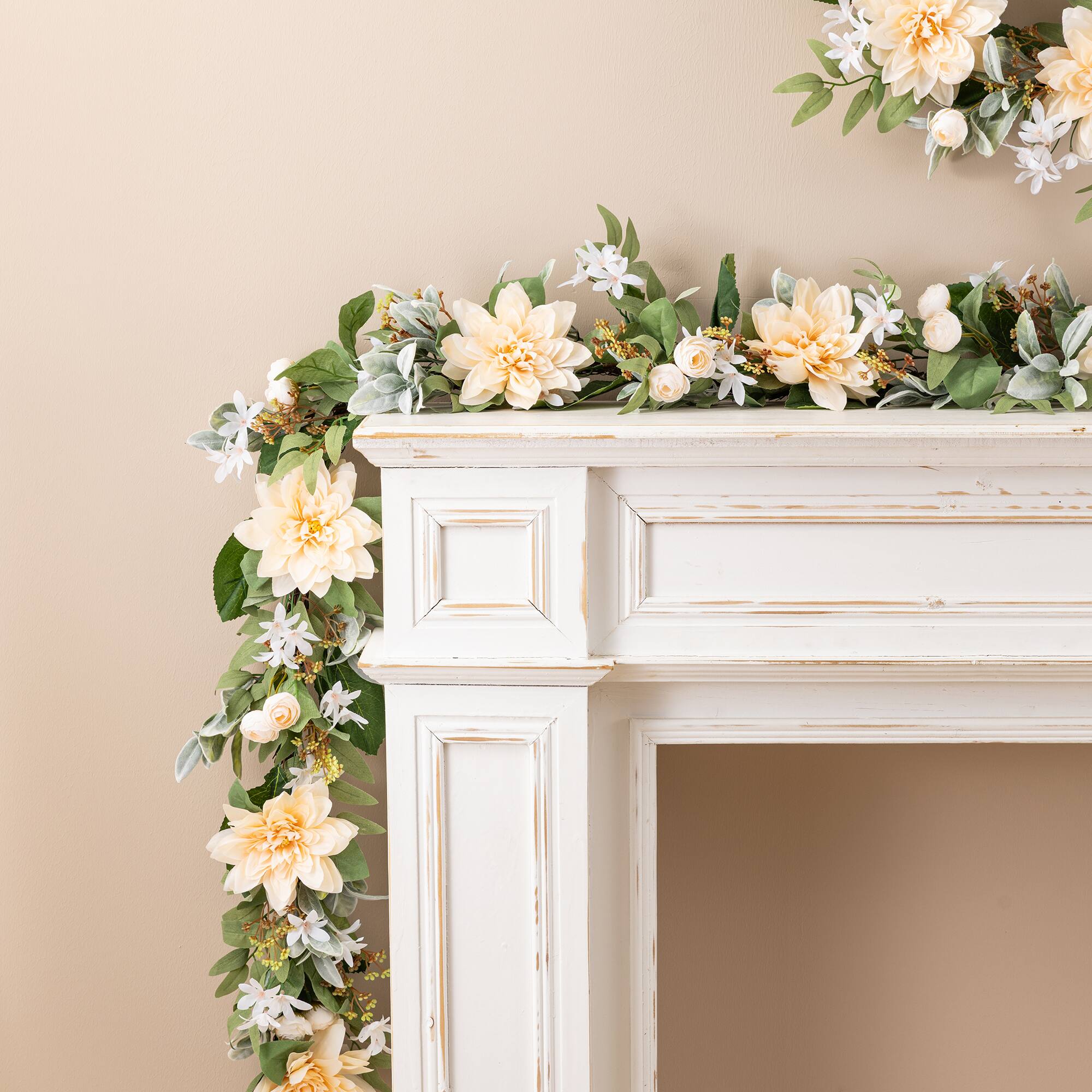 Glitzhome® 6ft. Peach Dahlia Floral Garland